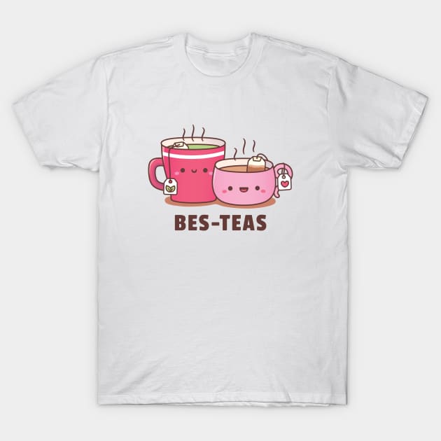 Cute Teacups Bes-Teas Besties Pun Humor T-Shirt by rustydoodle